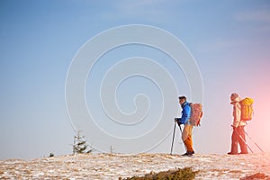 A group of climbers in the mountains.