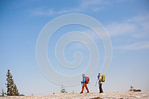 A group of climbers in the mountains.