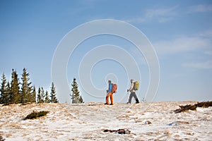 A group of climbers in the mountains.