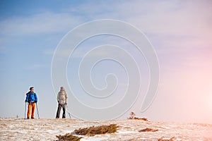 A group of climbers in the mountains.