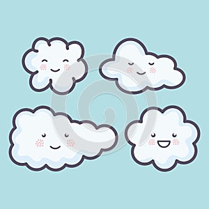 Group of clouds sky weather kawaii characters photo