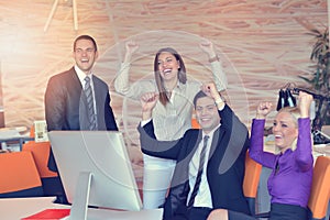 Group of colleagues working together in an office