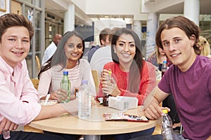 Group Of College Students Eating Lunch Together