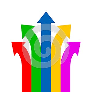 Group colored arrows directed upwards - vector