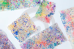 Group of colored broken pencil lead,