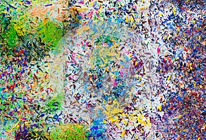 Group of colored broken pencil lead