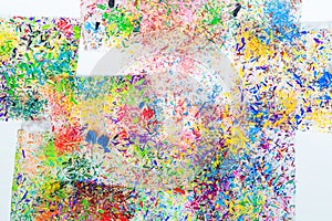 Group of colored broken pencil lead