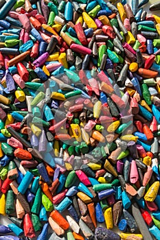 Group of colored broken pencil lead