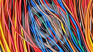 Group of colored electrical cables