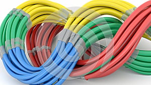 Group of colored electrical cables