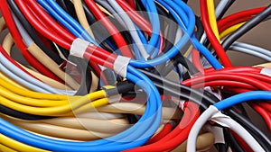 Group of colored electrical cables