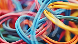 A group of colored electrical cables