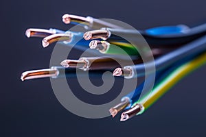 Group of colored electrical cables - studio shot