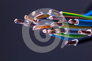Group of colored electrical cables - studio shot