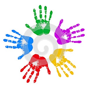 Group of colored hands -