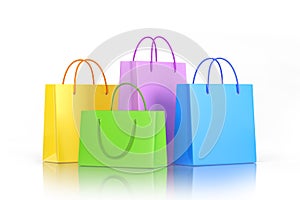 Group of colored paper bags 3D render