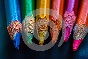 Group of Colored Pencils Arranged Neatly