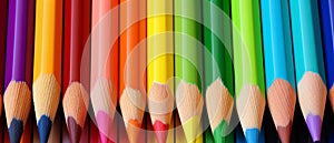 Group of Colored Pencils Lined Up in a Row