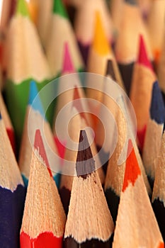 Group of colored pencils, texture of colored pencils