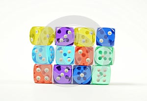 Group of colored plastic dice