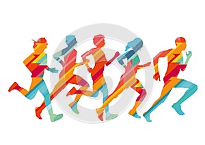 Group of colored runners