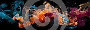 A group of colored smokes in the air. AI generative image.