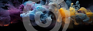 A group of colored smokes in the air. Generative AI image.