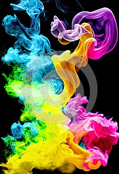 a group of colored smokes on a black background with a black background and a black background with a white border