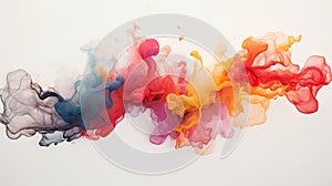 a group of colored smokes floating in the air on a white background. generative ai