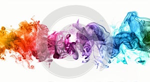 Group of Colored Smokes on White Background