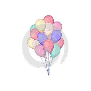 Group of colorful balloons. Bunch of balloons in cartoon flat style isolated