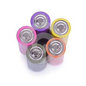Group of colorful batteries