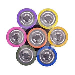 Group of colorful batteries
