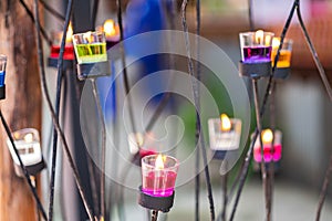 Group of colorful beeswax candle