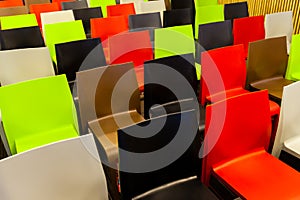 Group of colorful chairs.