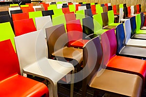 Group of colorful chairs.
