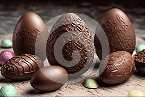 Group of Colorful Chocolate Eggs on a Table