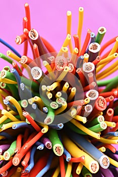 Group of colorful electric cables