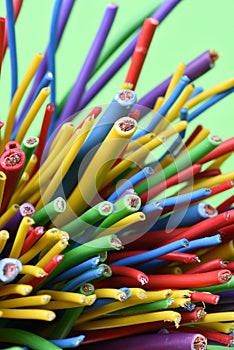 Group of colorful electric cables