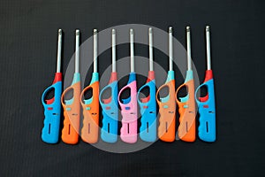 Group of colorful Gas lighter gun for gas-stove.