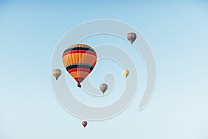 A group of colorful hot air balloons against