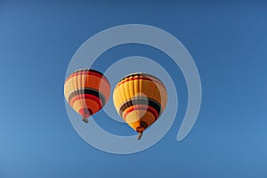 A group of colorful hot air balloons against