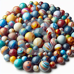 23 21. A group of colorful marbles, varying in size a