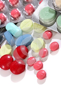 Group of colorful medicine pills