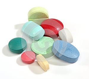 Group of colorful medicine pills