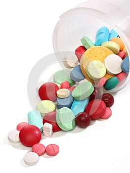 Group of colorful medicine pills