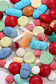 Group of colorful medicine pills