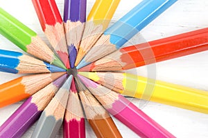 Group of colorful pencil. Team Teamwork Concept