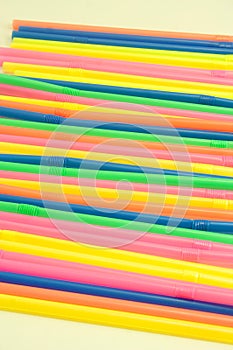 Group of Colorful Plastic Straws Background