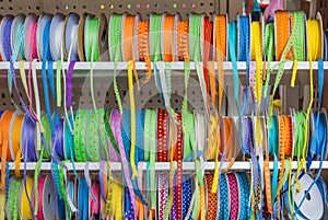 The group of colorful ribbons for decoration